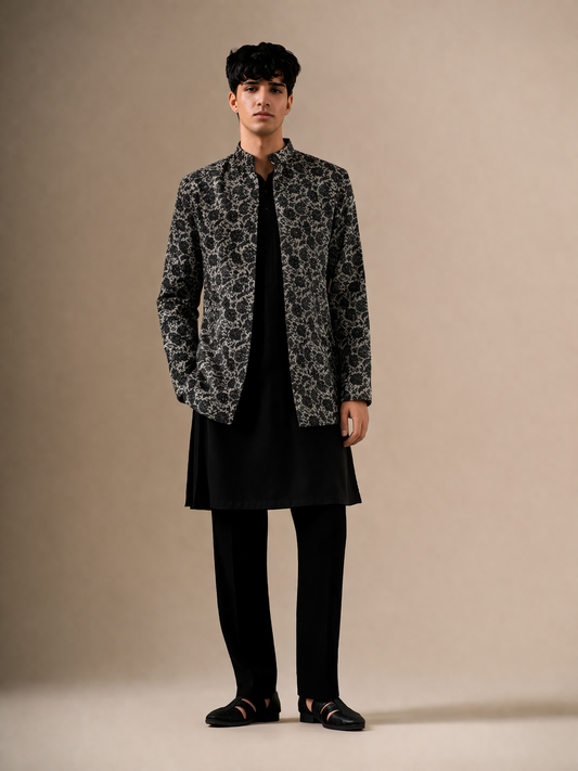 Charcoal Bloom Jacket Set