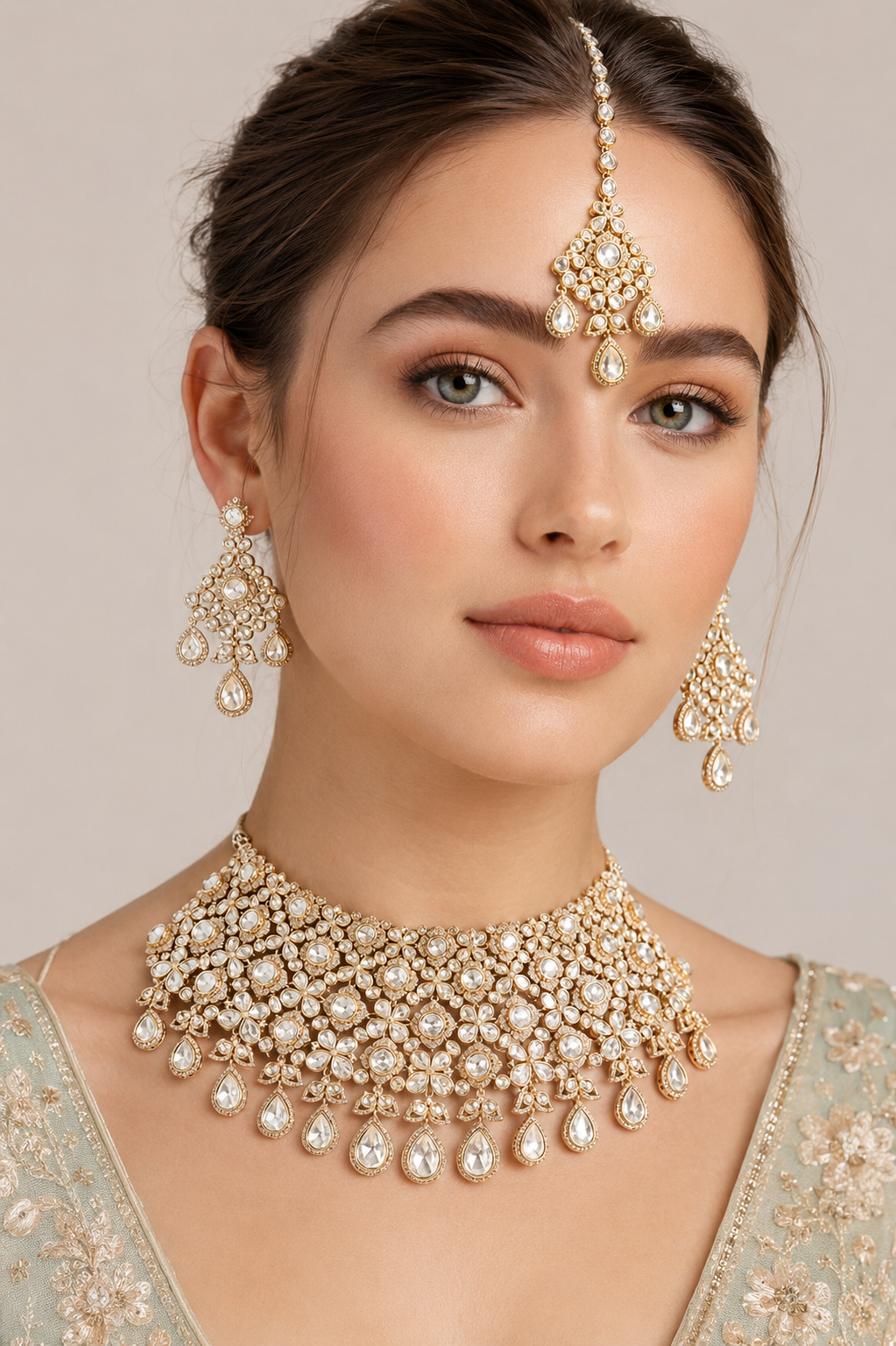 Saanjhika Gold Plated Kundan Bridal Set