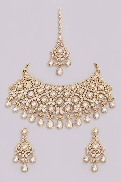 Saanjhika Gold Plated Kundan Bridal Set