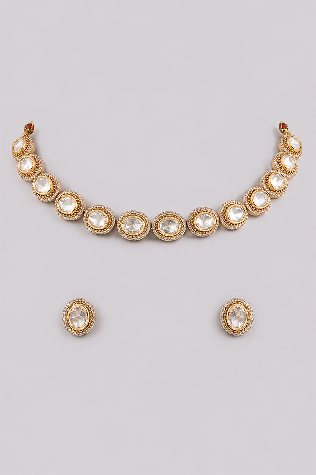 Malvika One Line Two Tone Polki Necklace Set