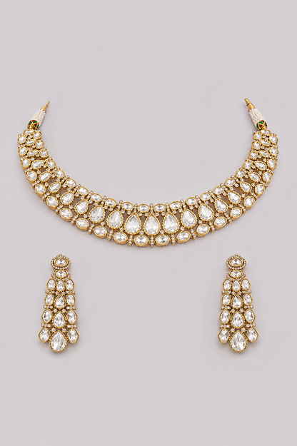 Aabharika Two Tone Polki Necklace Set