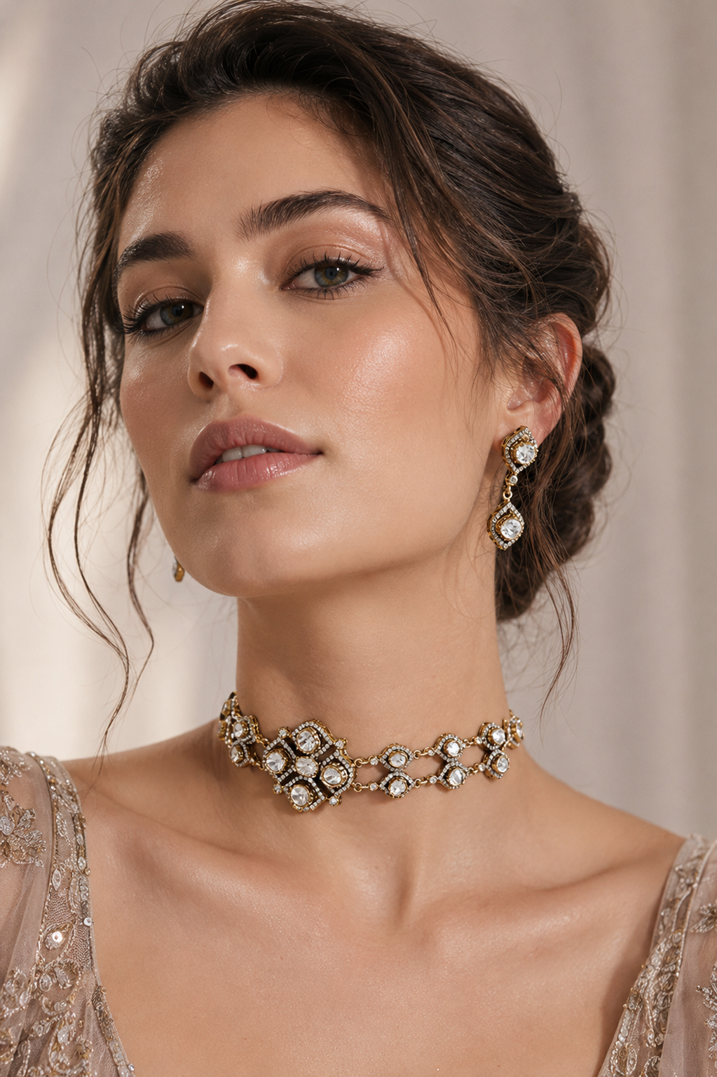 Vibhuti Two Tone Finish Polki Choker