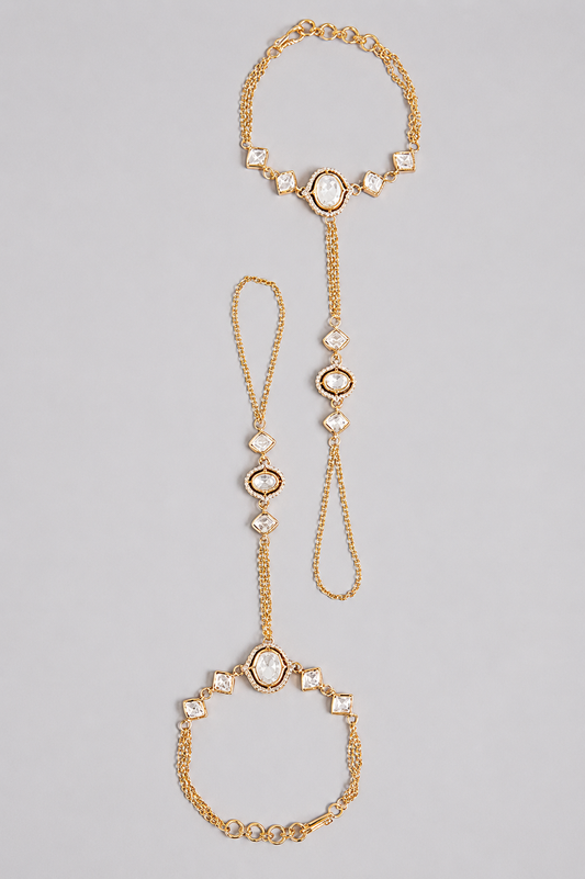 Koyela Gold Finish Kundan Hathphool