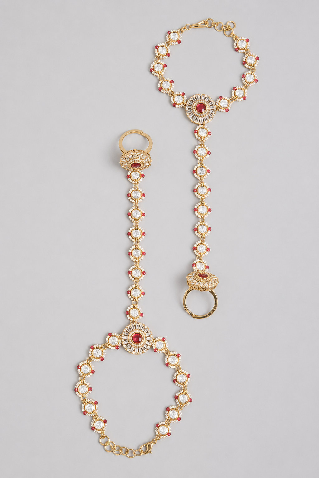 Yamini Red Kundan Hathphool