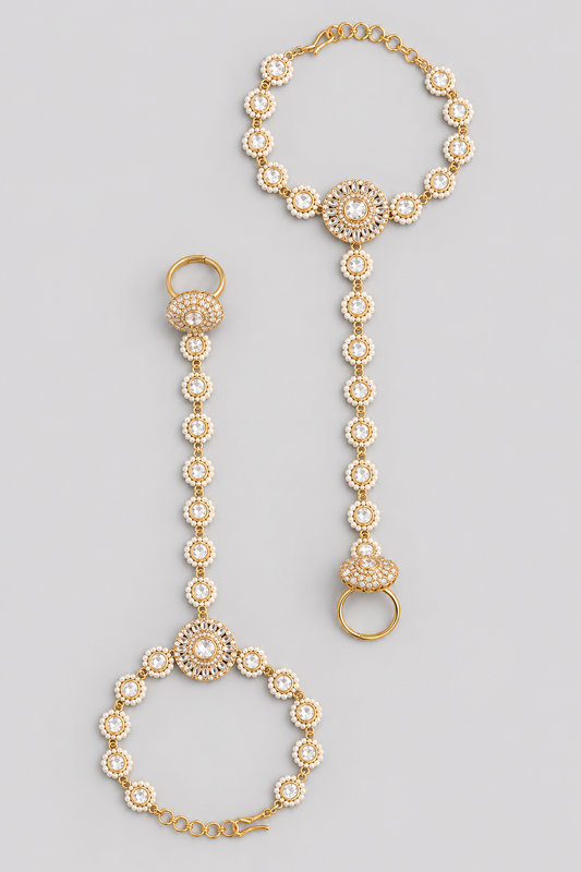 Yamini Gold Finish Kundan Hathphool