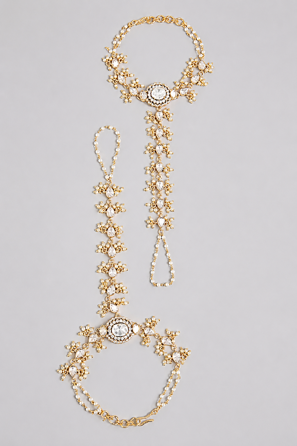 Gaurika Gold Finish Pearl Kundan Hathphool