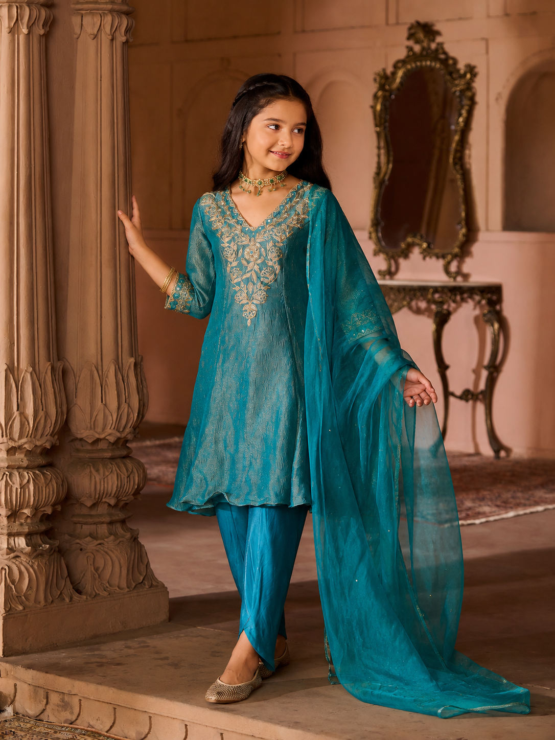Azure Peacock Blue Suit Set