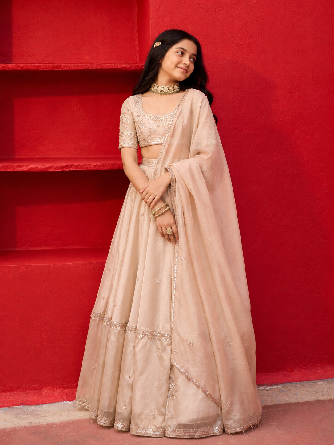 Kliantha Gold Tissue Lehenga Set