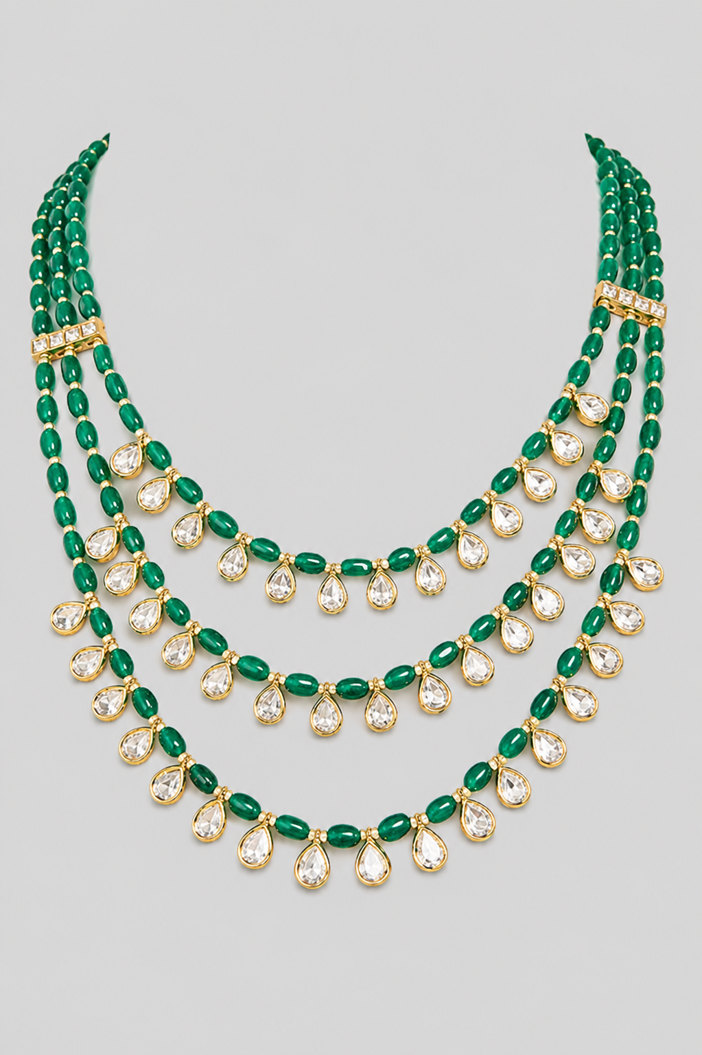 Aarohini Green Bead Kundan Long Set