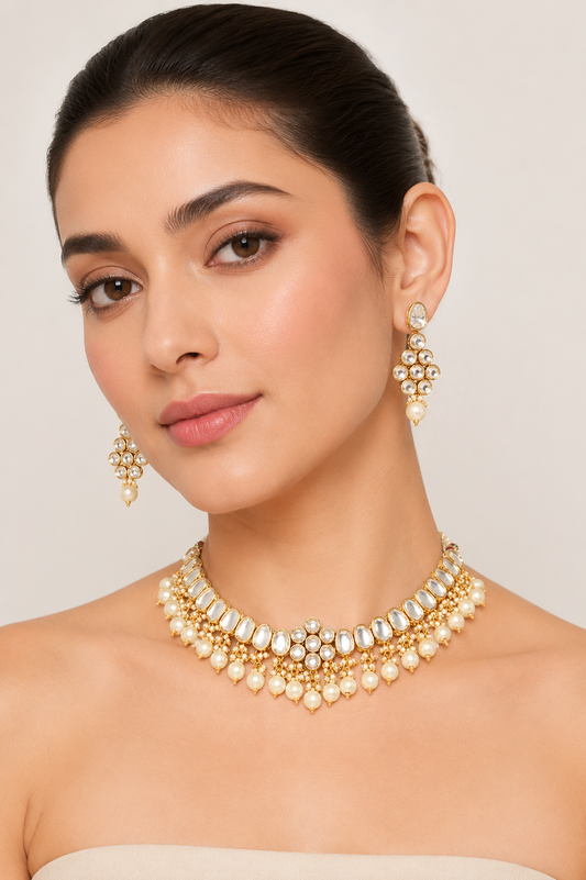 Juhi Floral Kundan Necklace Set