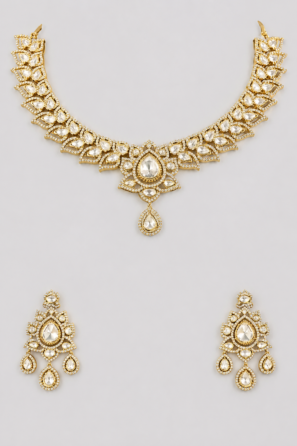Mohiniya Two Tone Polki Necklace Set