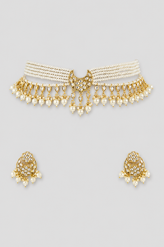 Chandrikaa Pearl Kundan Choker
