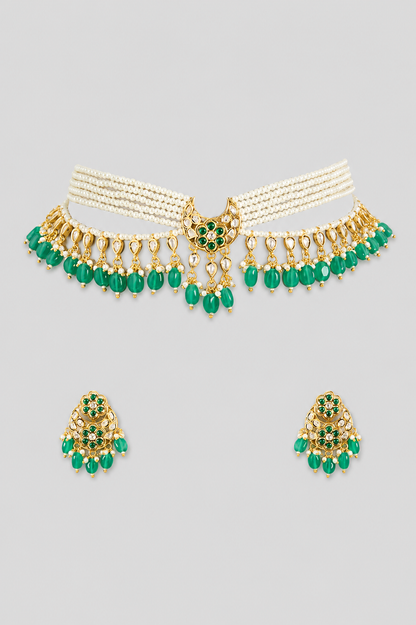 Chandrikaa Green Pearl Kundan Choker