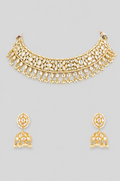 Swarnikaa Gold Finish Kundan Necklace Set