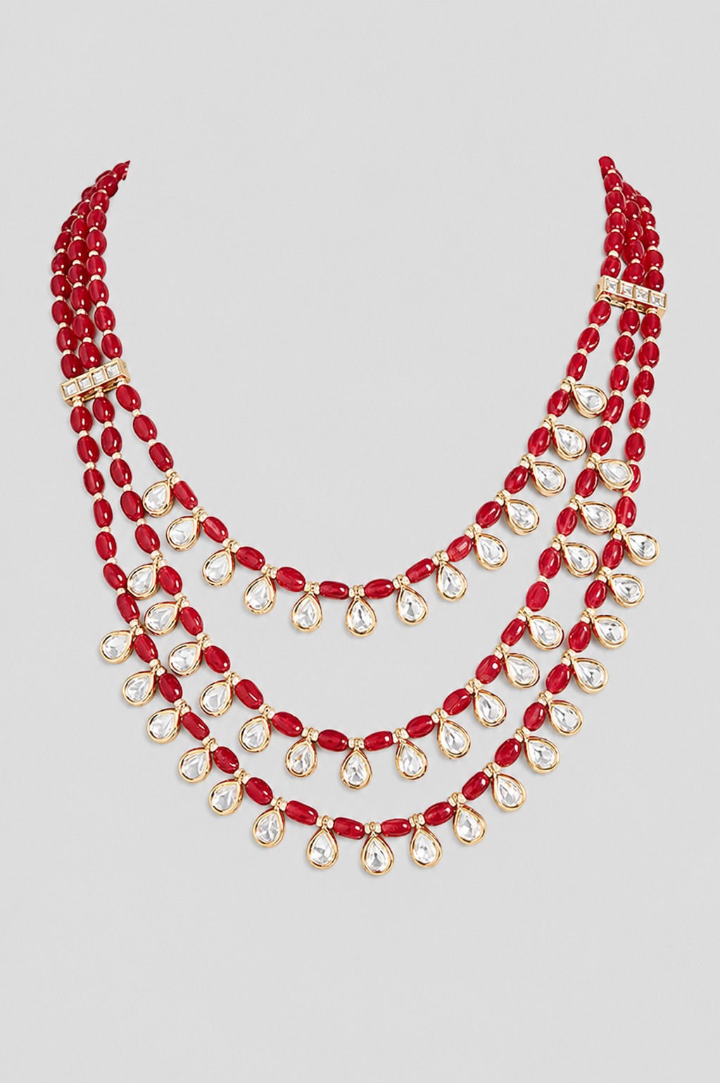 Aarohini Red Bead Kundan Long Set