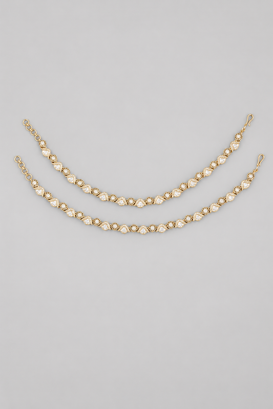 Ektara Gold Finish Kundan Polki Anklets