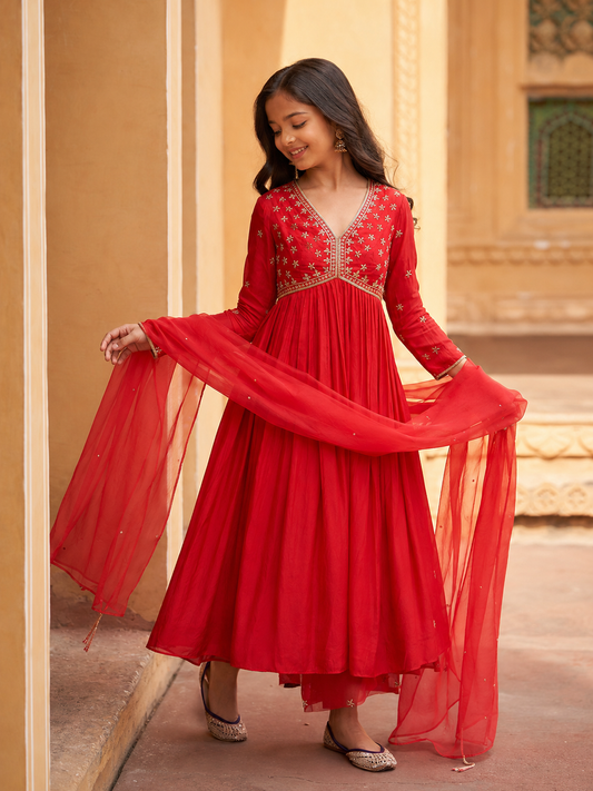 Zinnia Red Kurta Set