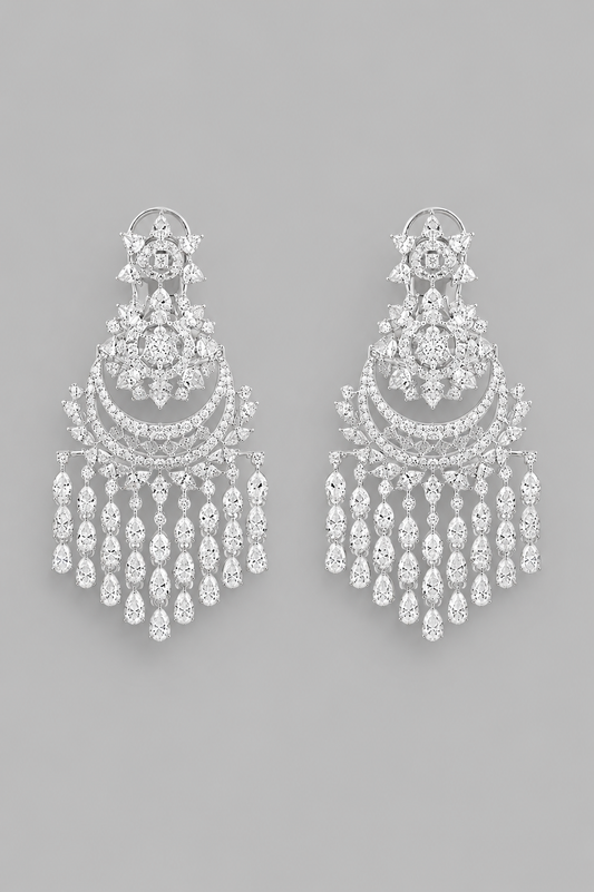 Eshita White Finish Diamond Earrings