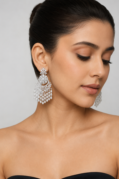 Eshita White Finish Diamond Earrings