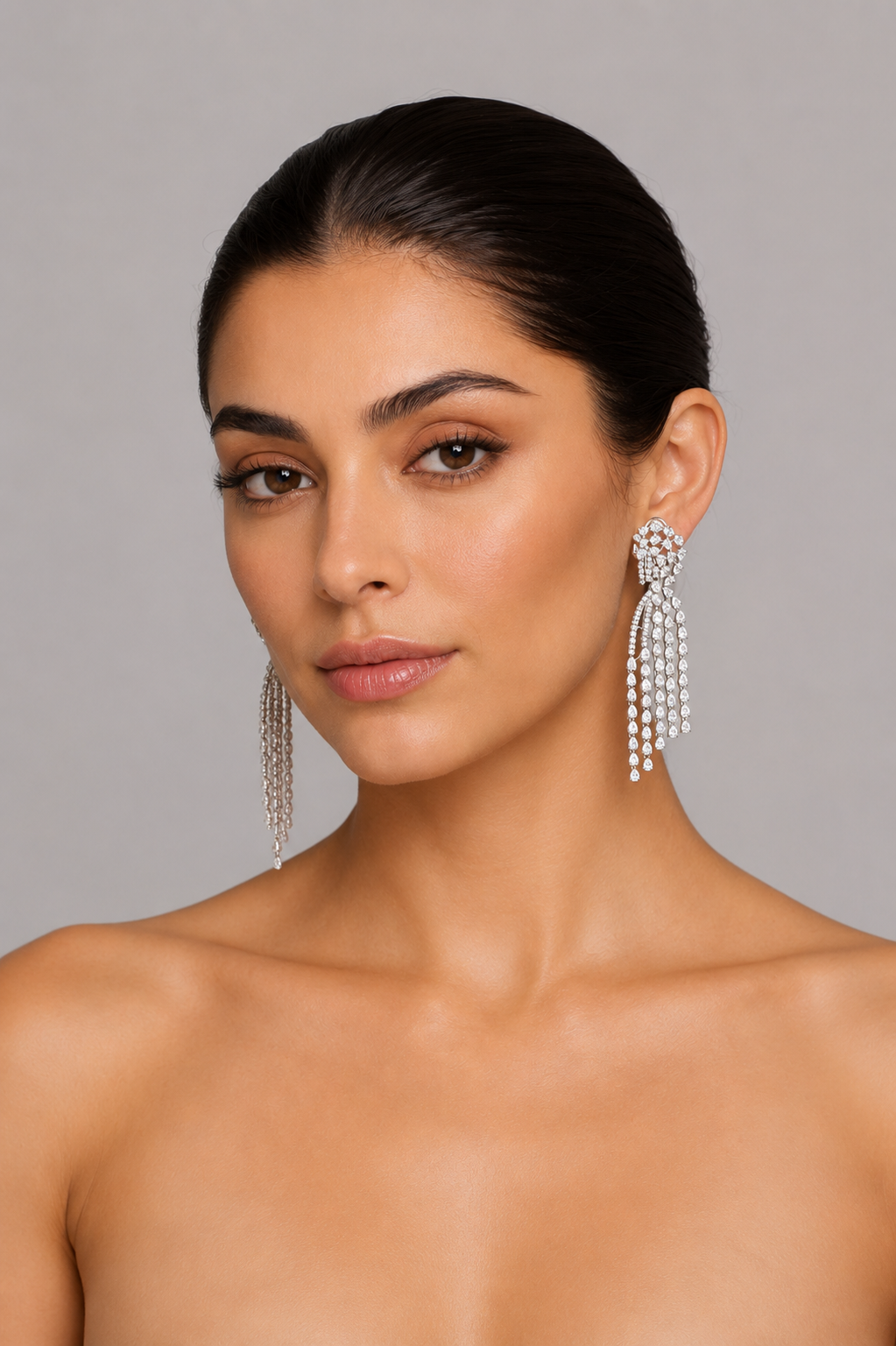 Vedika White Finish Diamond Earrings