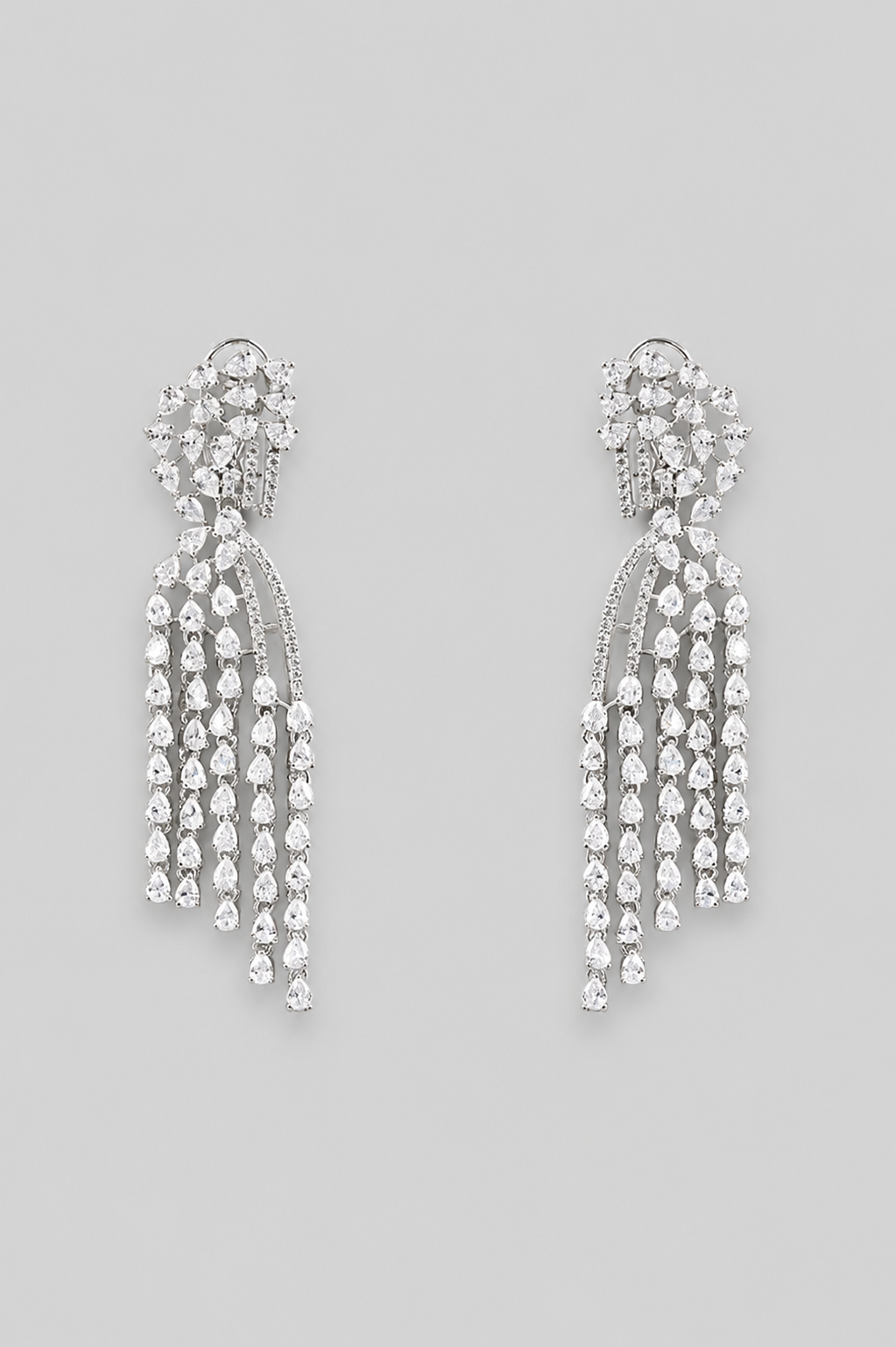 Vedika White Finish Diamond Earrings