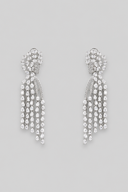 Vedika White Finish Diamond Earrings