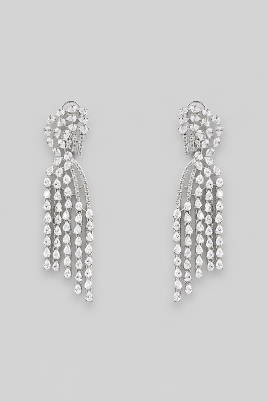 Vedika White Finish Diamond Earrings