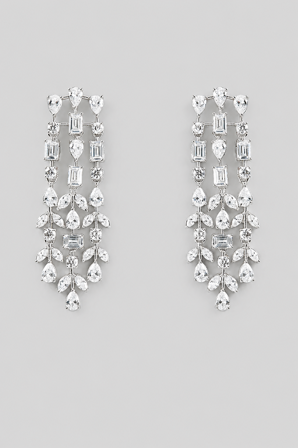Mahira White Finish Diamond Earrings