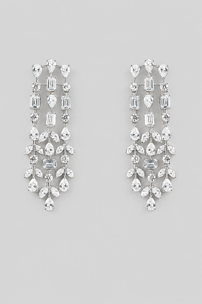 Mahira White Finish Diamond Earrings