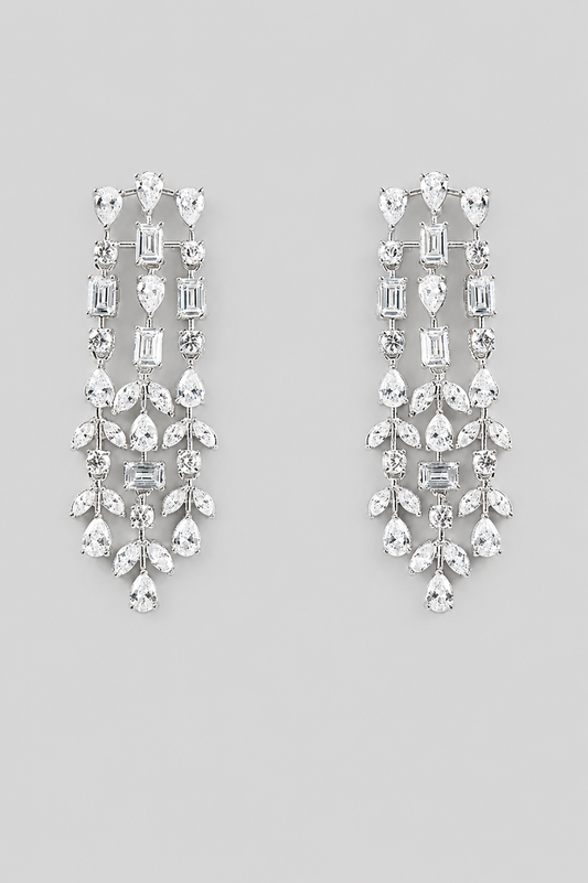 Mahira White Finish Diamond Earrings