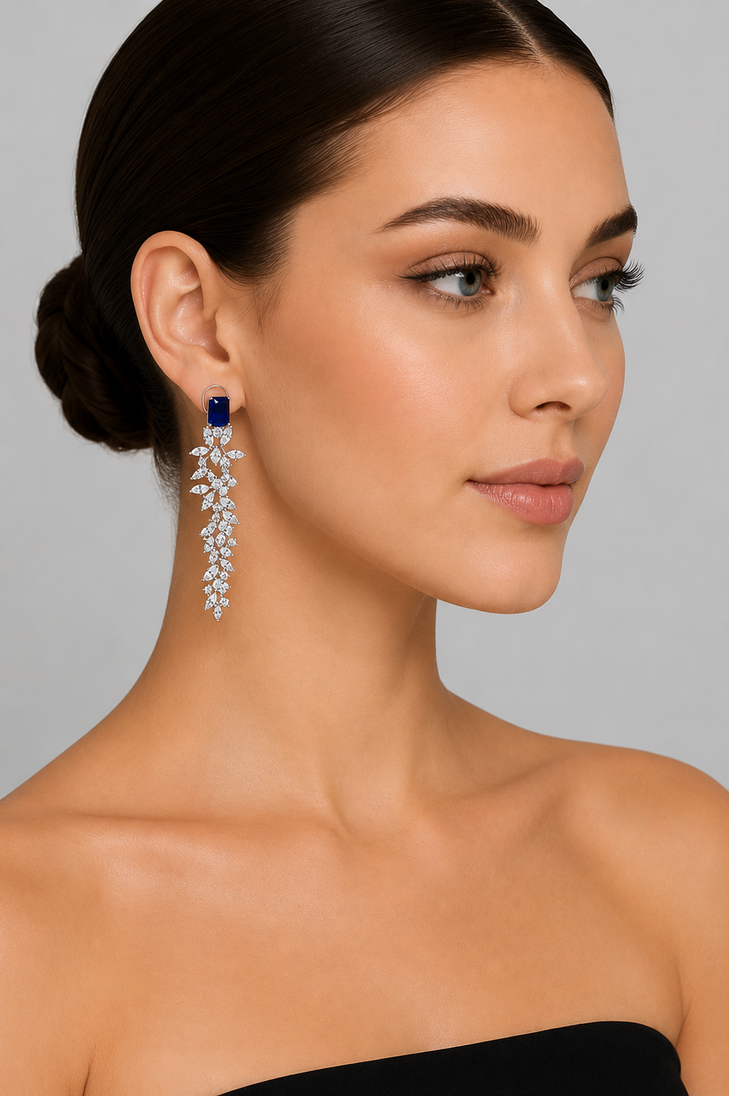 Iraaya Sapphire White Finish Diamond Earrings