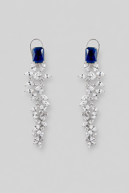 Iraaya Sapphire White Finish Diamond Earrings