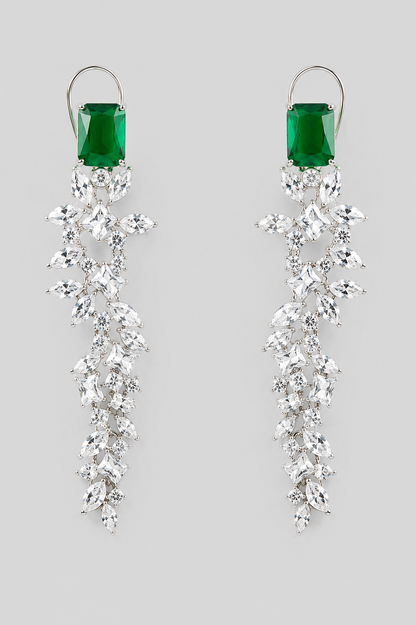 Iraaya Emerald White Finish Diamond Earrings