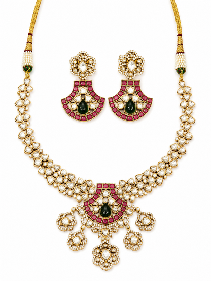 Meher Gold Plated Pink Kundan Necklace Set