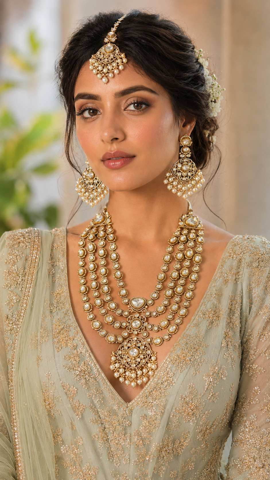Riaanika Two Tone Finish Polki Long Set