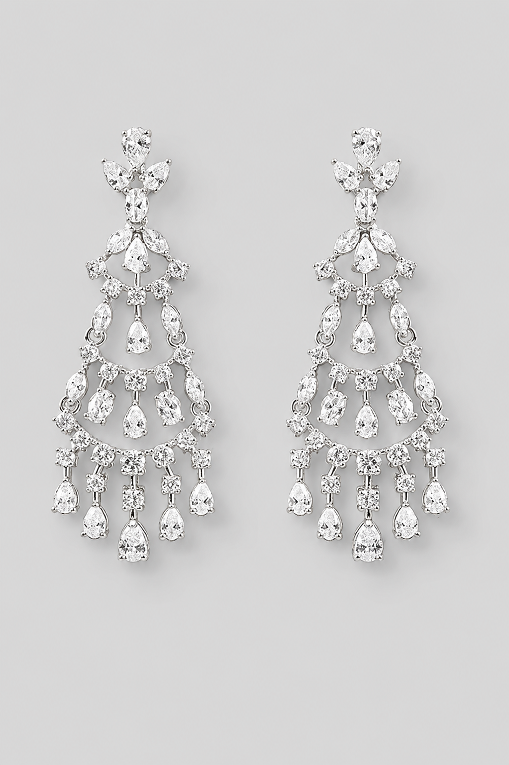 Mahira White Finish Diamond Earrings