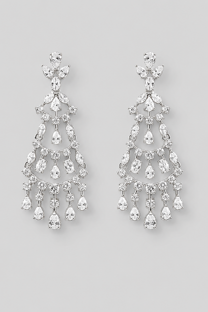 Mahira White Finish Diamond Earrings