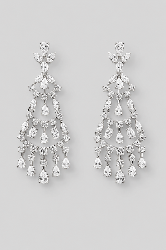 Mahira White Finish Diamond Earrings