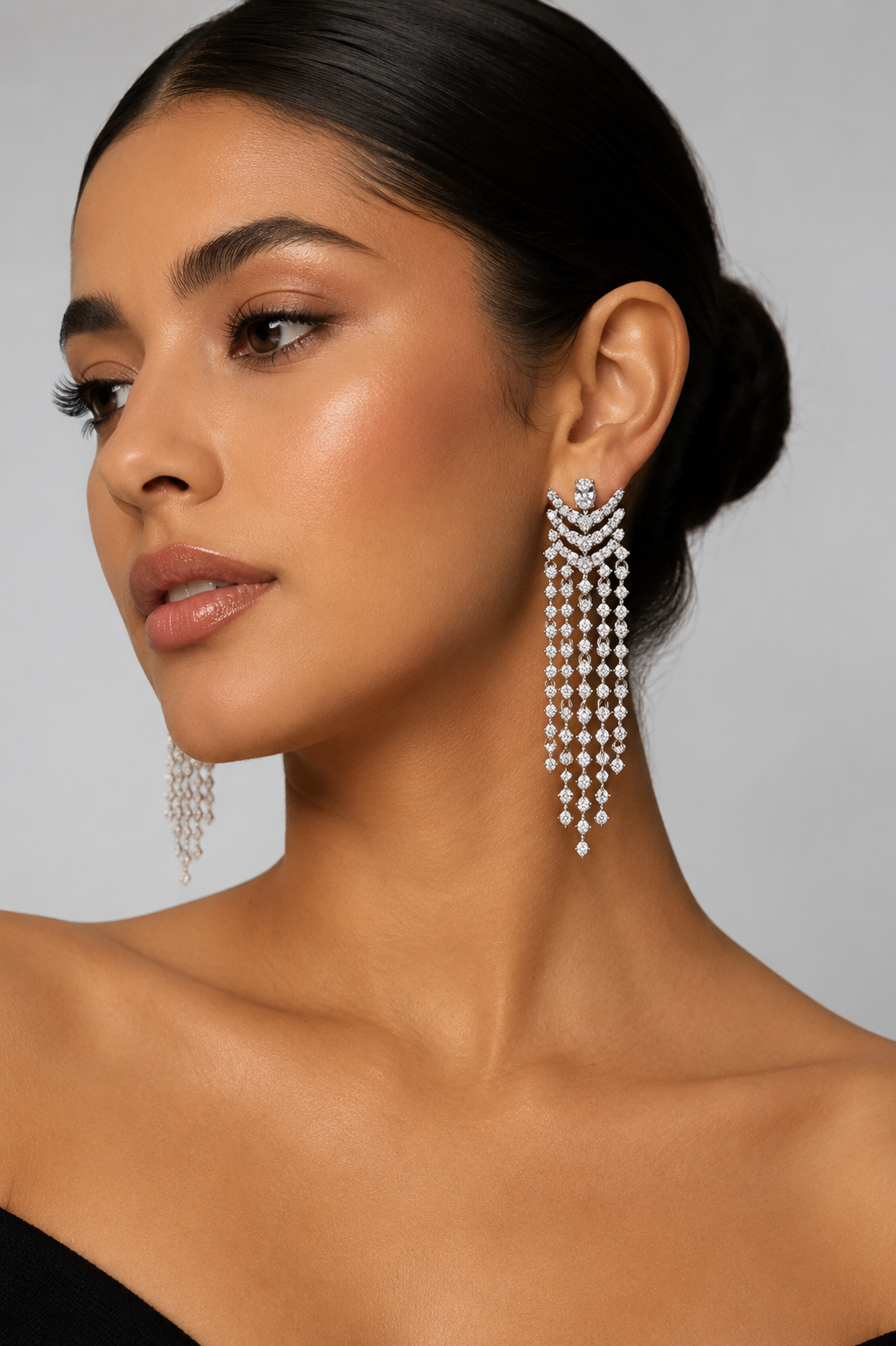 Aabha White Finish Diamond Earrings