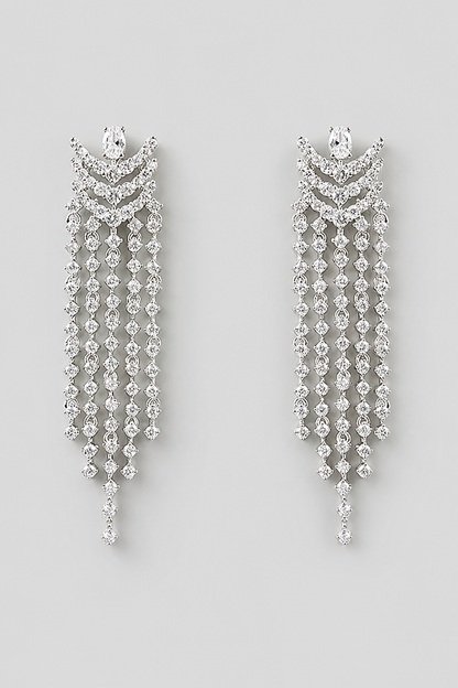 Aabha White Finish Diamond Earrings