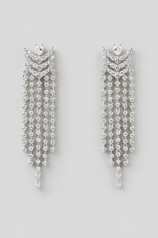 Aabha White Finish Diamond Earrings