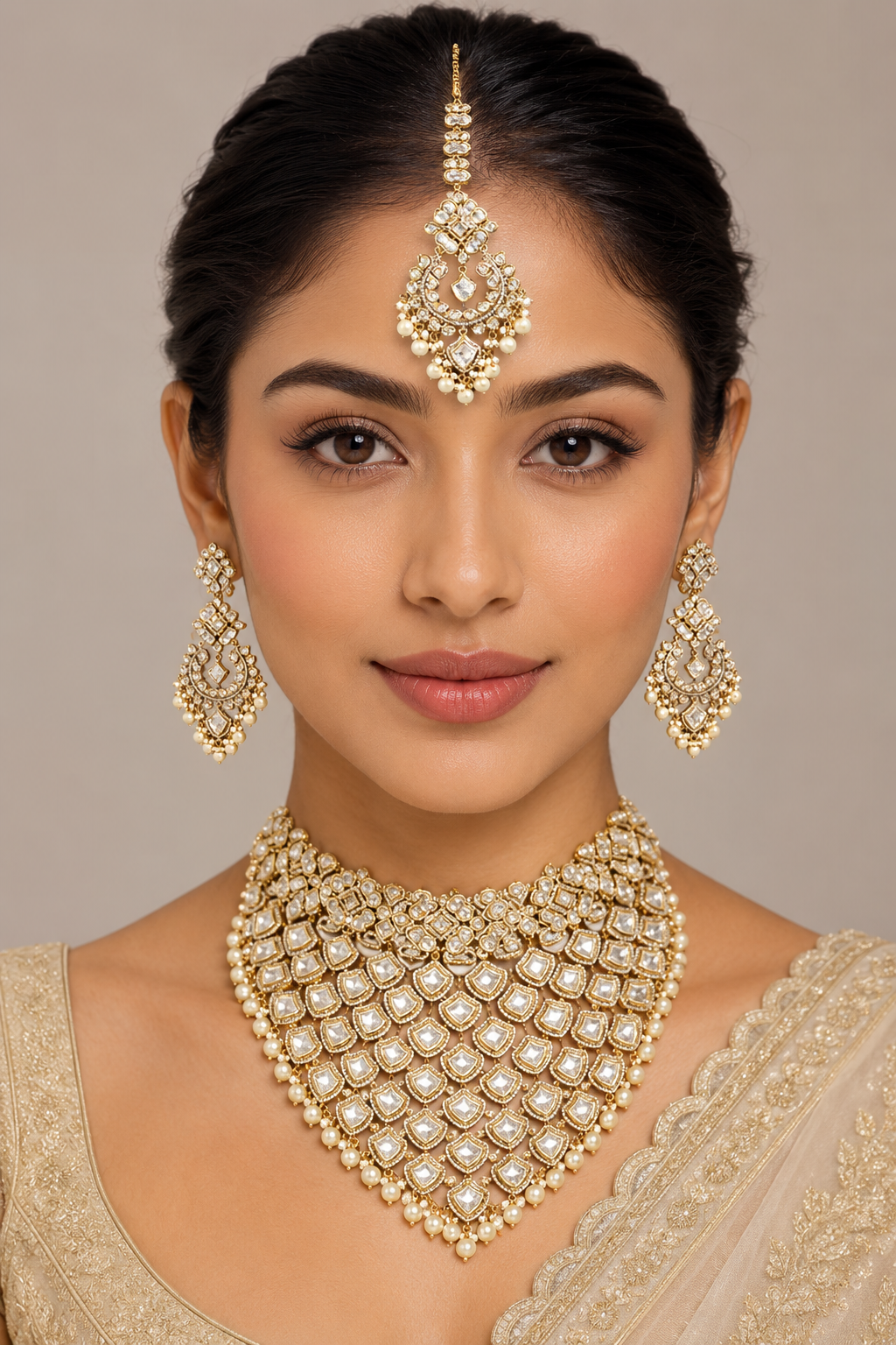 Gul Two Tone Finish Polki Bridal Set