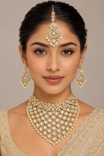 Gul Two Tone Finish Polki Bridal Set