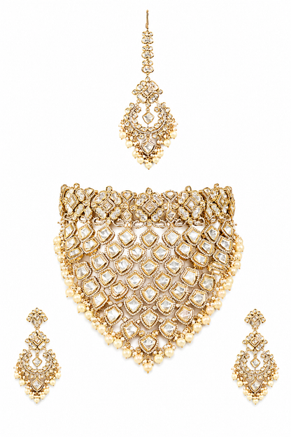 Gul Two Tone Finish Polki Bridal Set