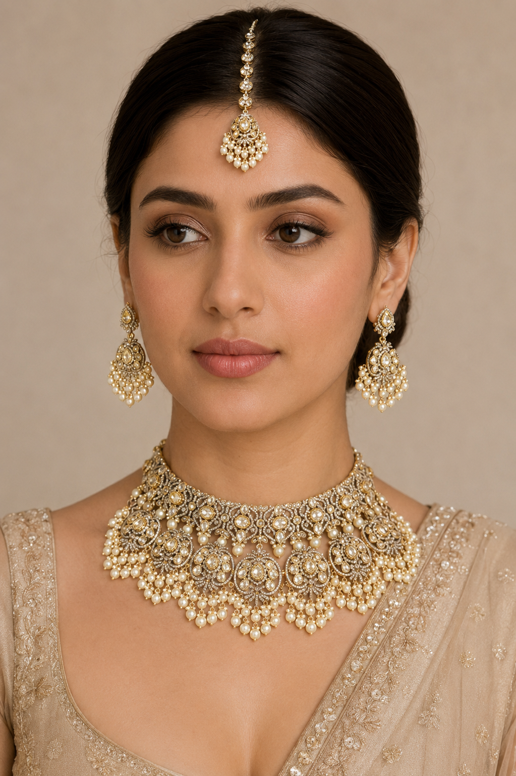Advika Two Tone Finish Polki Bridal Set