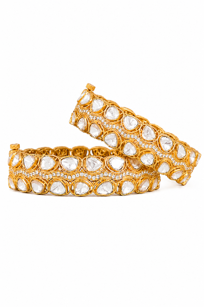 Charu Gold Finish Moissanite Kadas