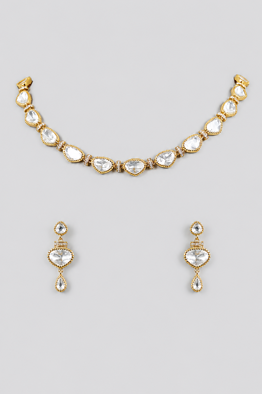 Devanshi Gold Finish Kundan Necklace Set