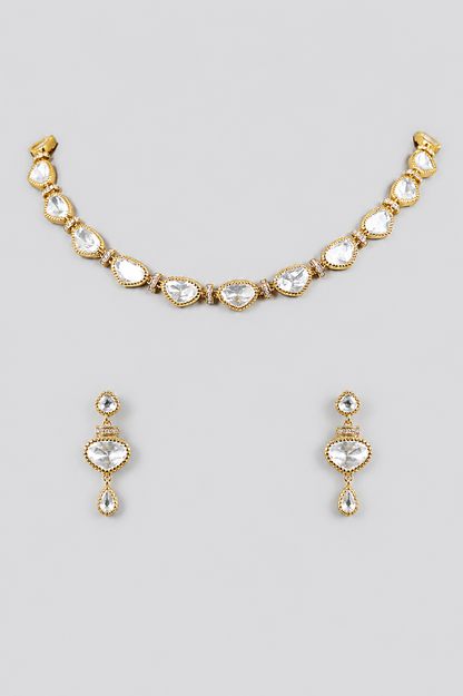 Devanshi Gold Finish Kundan Necklace Set