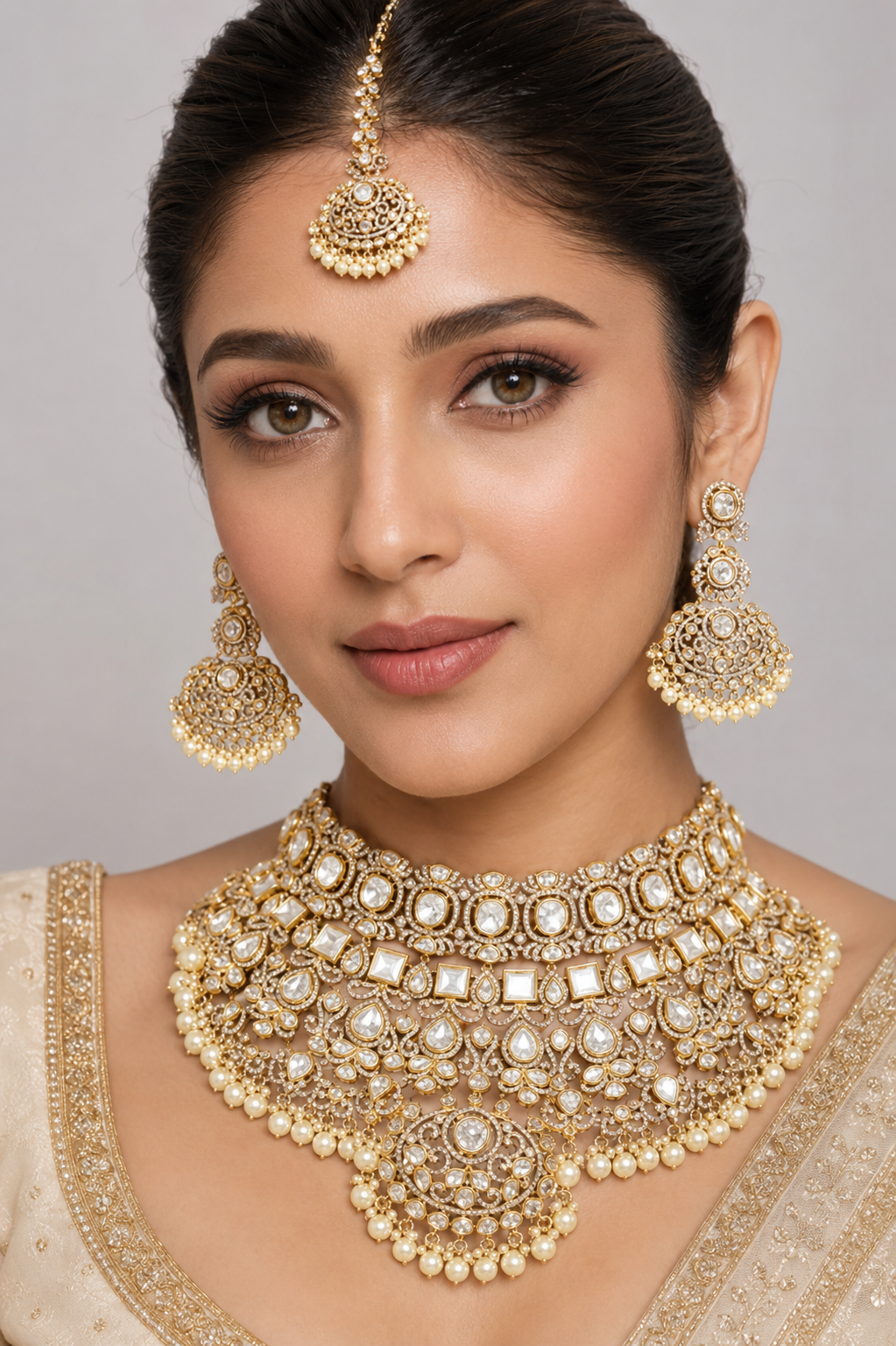Mrinalini Two Tone Finish Polki Bridal Set