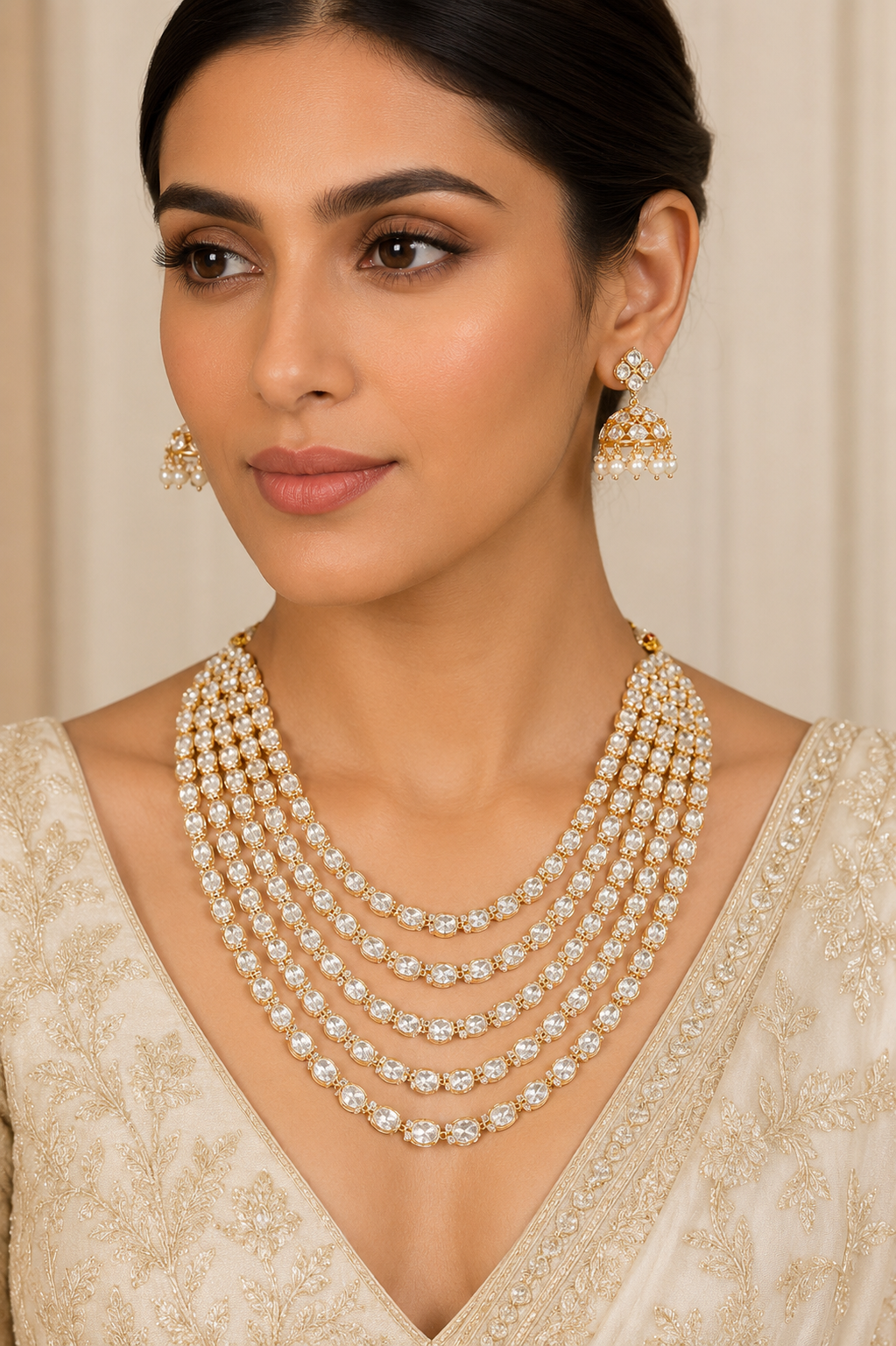Ruhani Gold Finish Kundan Long Set